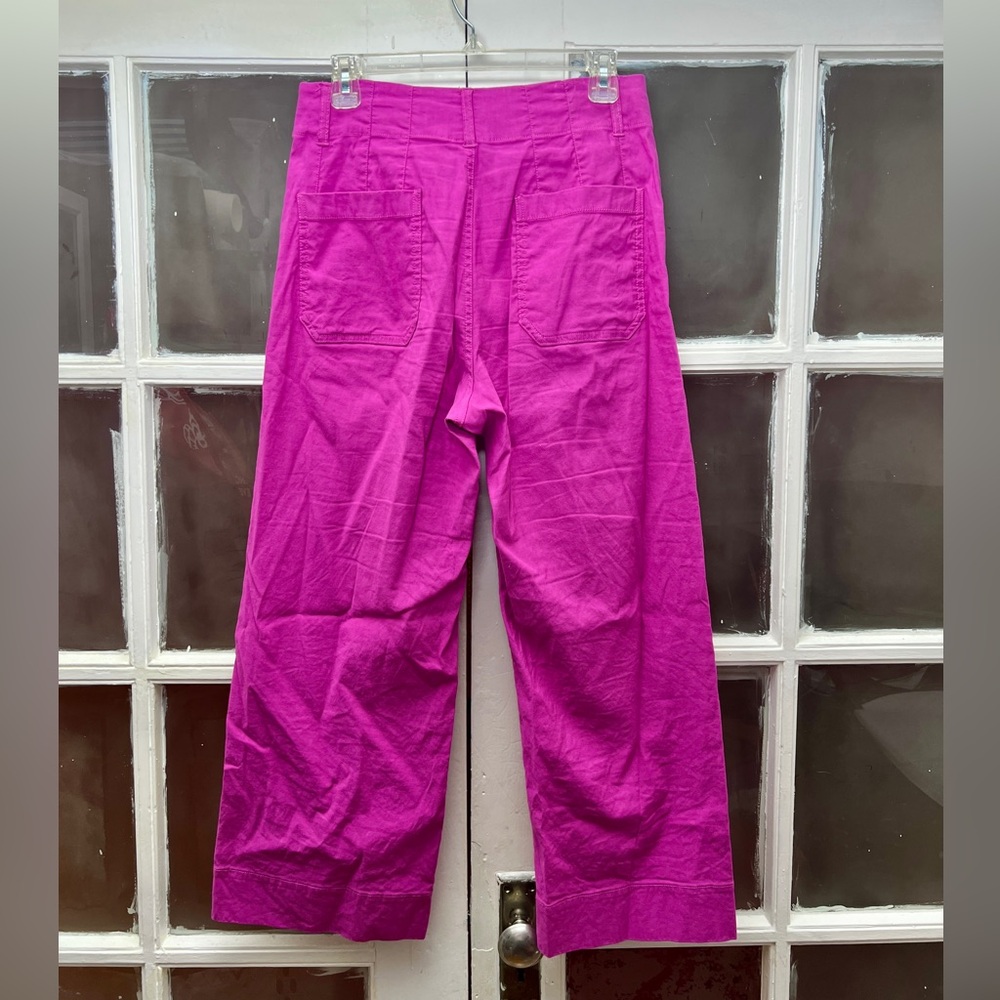 Maeve Fuchsia Wide-Leg Cropped Pants - Picture 4 of 5